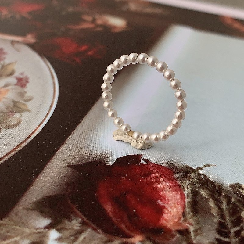 [14Kgf non-fading] mini pearl ring MINI small pearl custom-made - แหวนทั่วไป - คริสตัล ขาว