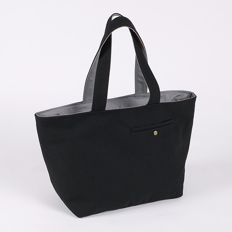 Large capacity/ tailor pocket tote bag/black - Messenger Bags & Sling Bags - Cotton & Hemp Black