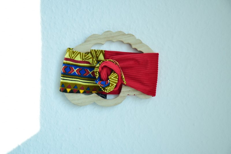 Chiang Mai•• African print wired headband w/ cord (Red) - Headbands - Cotton & Hemp Multicolor