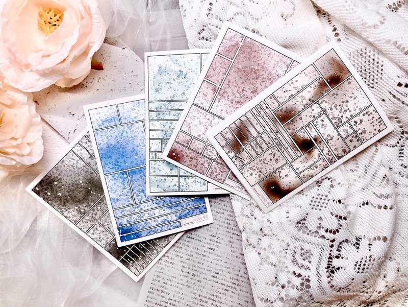 (AUGUST NEW) paper sticker: sparkling Label 5 types - 貼紙 - 紙 多色