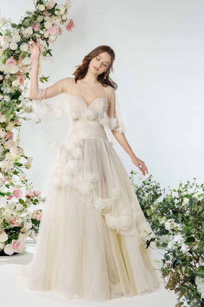 Lisianthus 兩件式花朵網紗婚紗 - 禮服/小禮服 - 其他材質 白色