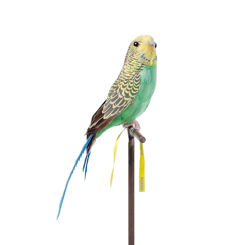 ARTIFICIAL BIRDS Budgie Green Handmade Animal Styling Ornament - Green Parrot - ของวางตกแต่ง - วัสดุอื่นๆ สีเขียว