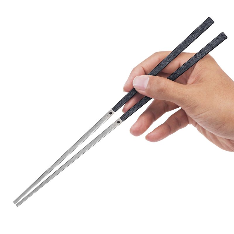 Square Chopstick Set Customized Chopstick Cutlery (Black) LAYANA BAOQUAI - ตะเกียบ - สแตนเลส สีเงิน