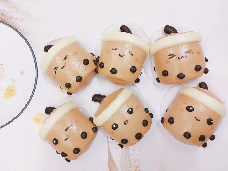 Cheerful pearl milk tea shaped steamed buns - ขนมปัง - อาหารสด 