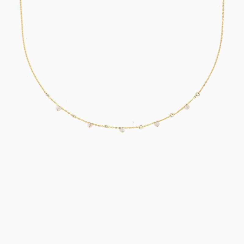 Moonstone Twinkle Necklace - Choker Necklace - Gemstone Necklace - Satellite - สร้อยคอ - ทองแดงทองเหลือง ขาว