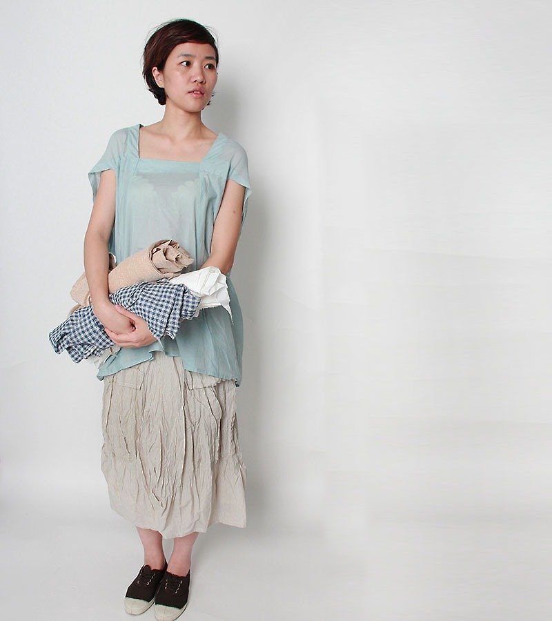 And_ Knot Shirt -online sale - เสื้อผู้หญิง - ผ้าฝ้าย/ผ้าลินิน สีน้ำเงิน