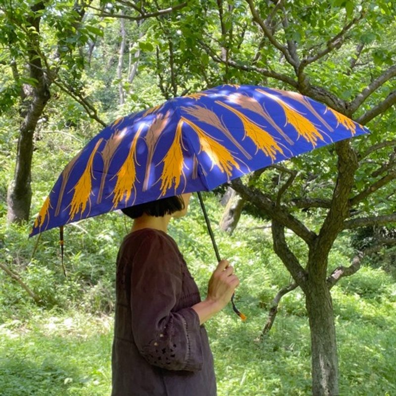 折り畳み傘（晴雨兼用）「稲」オイシイネ！_ネイビー - 其他 - 棉．麻 