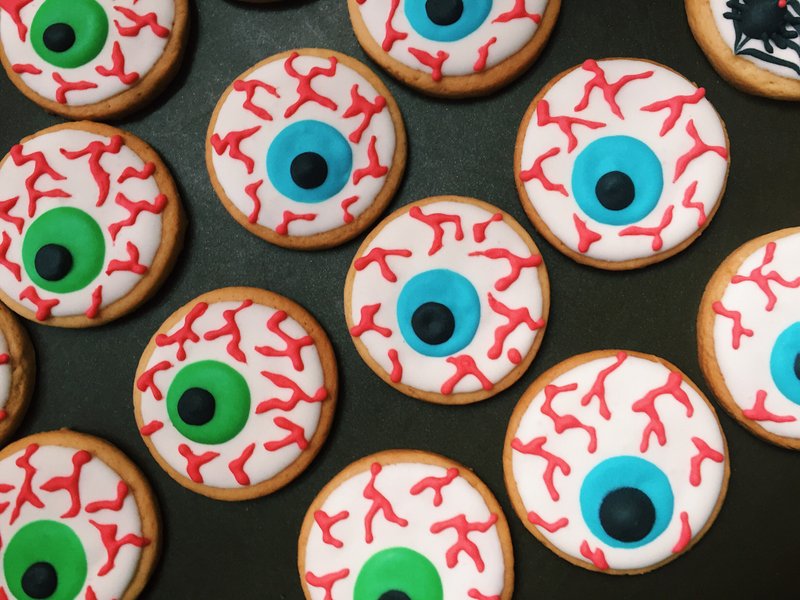 【MSM】Halloween Eyeballs and Spider Frosted Cookies - คุกกี้ - อาหารสด ขาว