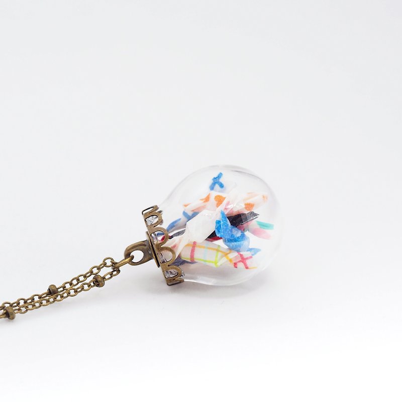 「OMYWAY」Candy Necklace - Glass Globe Necklace - สร้อยติดคอ - พืช/ดอกไม้ สึชมพู
