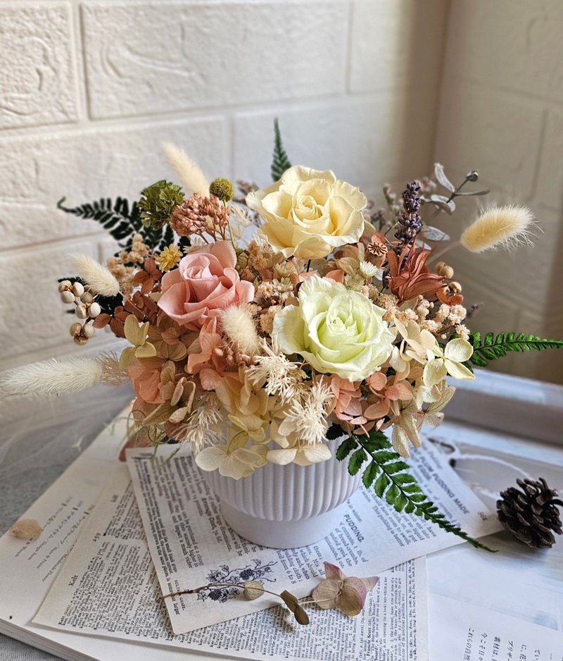 永生桌花 盆花 新居 升遷 生日 開幕桌花 母親節 婚禮 退休 畢業 - 乾燥花/永生花 - 植物．花 粉紅色