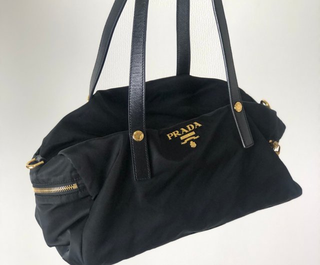 日本直送 名牌中古包 】PRADA プラダ ハンドバッグ ブラック ロゴ ナイロン サフィアーノ ミニボストン vintage ヴィンテージ  u67nrf - ショップ VintageShop solo トートバッグ・ハンドバッグ - Pinkoi