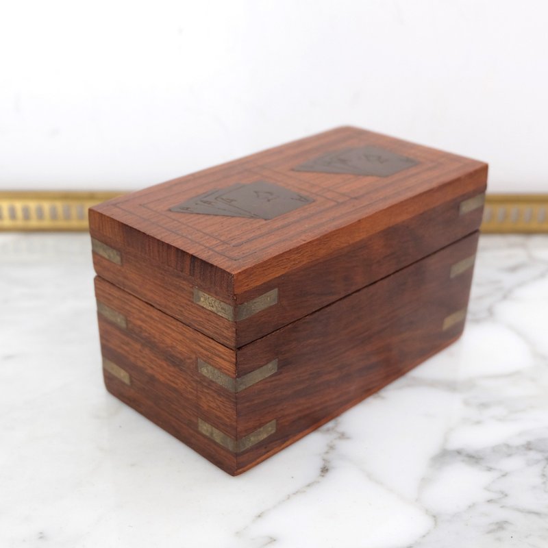 French Vintage Wooden Playing Card Box - Storage - Wood Brown