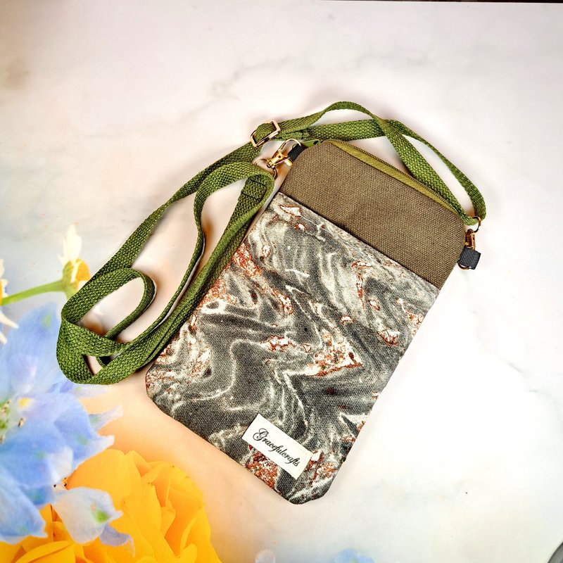 電話斜背包/手機袋 / 手機包 /輕便肩背包【漂染系列: PBC-2509】 - 側背包/斜孭袋 - 棉．麻 綠色