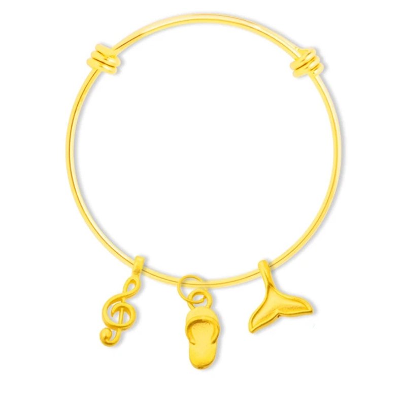 [Children's Painted Gold Jewelry] Children's Heart Love Circle Summer Beach Series Three Types to Choose from Comes with Anti-Allergy Hands - สร้อยข้อมือ - ทอง 24 เค สีทอง