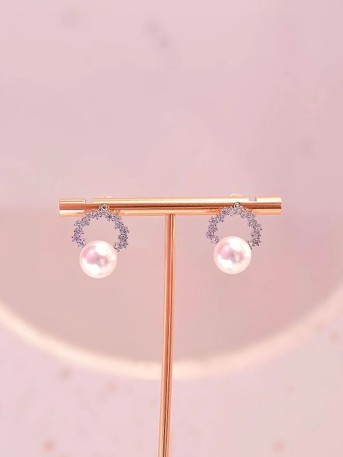 Lafit 微光珍寶 —設計感奧地利水晶光珍珠耳環 女生儀式感禮物