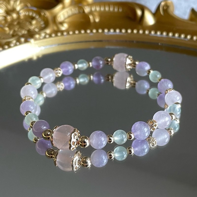 //Exbury Gardens//Pink Quartz- Stone-Amethyst-Natural Crystal Bracelet Bracelet - Bracelets - Crystal Purple