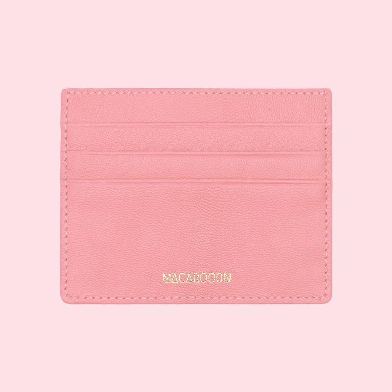 Customized Gift Italian Leather Cherry Blossom Pink Card Holder Wallet Small Wallet Card Holder Card Holder - กระเป๋าสตางค์ - หนังแท้ สึชมพู