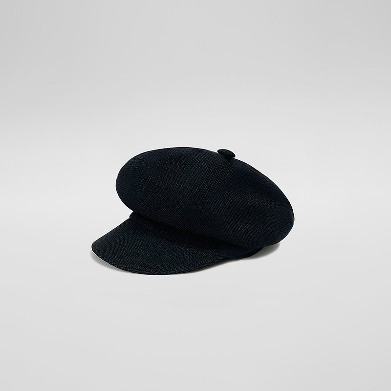 915 Unisex Breathable Mesh Newsboy Cap / Black - หมวก - วัสดุอื่นๆ สีดำ