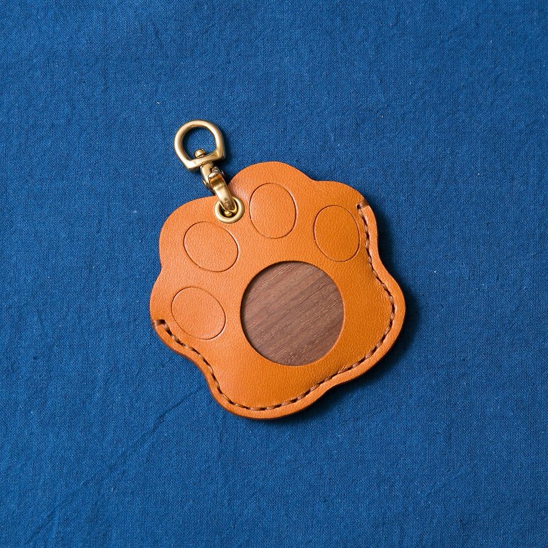 Gogoro鑰匙皮套/吊飾(肉球腳掌) - 鑰匙圈/鑰匙包 - 真皮 橘色
