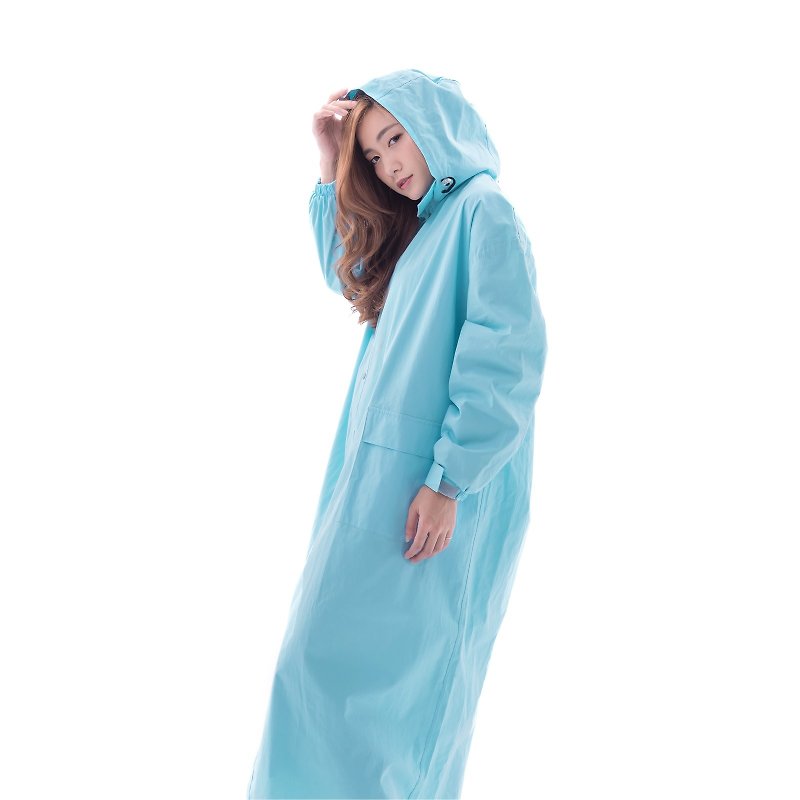 【小棉1號】世界首創-棉質一件式防水透濕機能風雨衣-島嶼天堂藍 - 雨傘/雨衣 - 防水材質 藍色