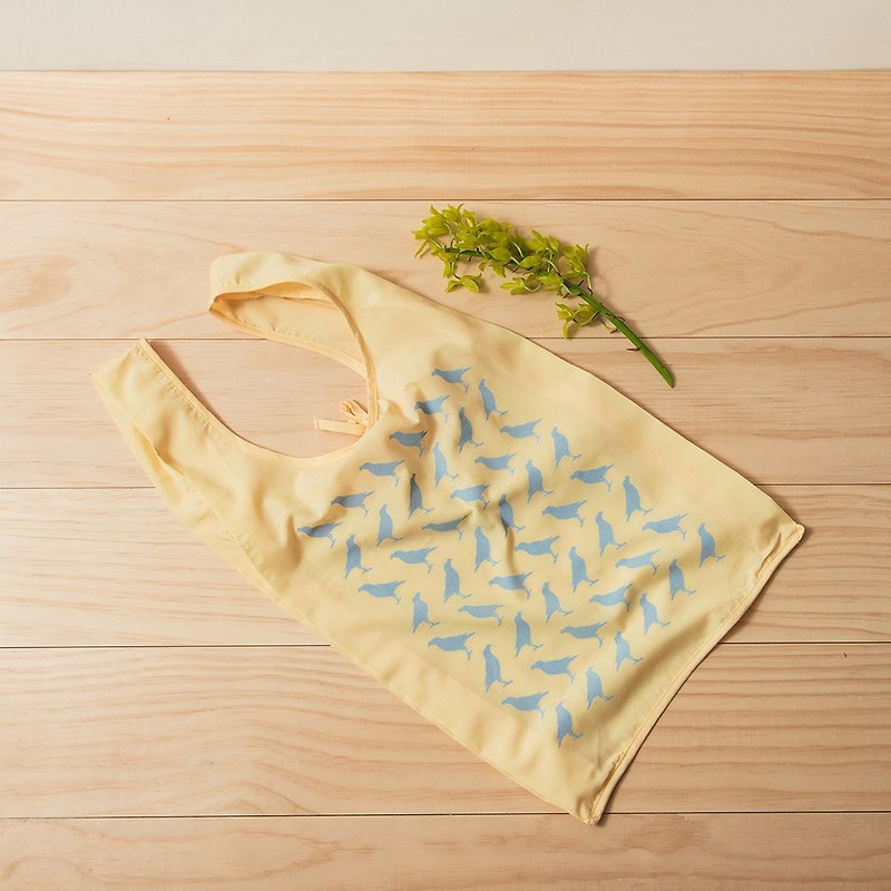 "H" Middle Size Bag / Crested Myna / Mellow Yellow - กระเป๋าถือ - ผ้าฝ้าย/ผ้าลินิน สีเหลือง