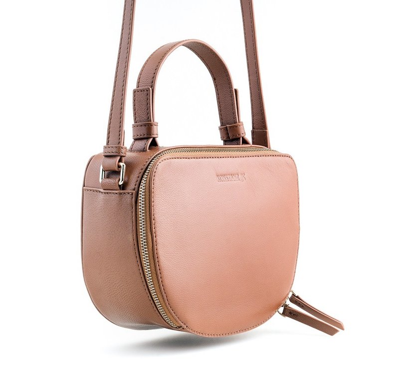 J Collection: Lambskin Crossbody Bag_Brown - กระเป๋าแมสเซนเจอร์ - หนังแท้ สีนำ้ตาล