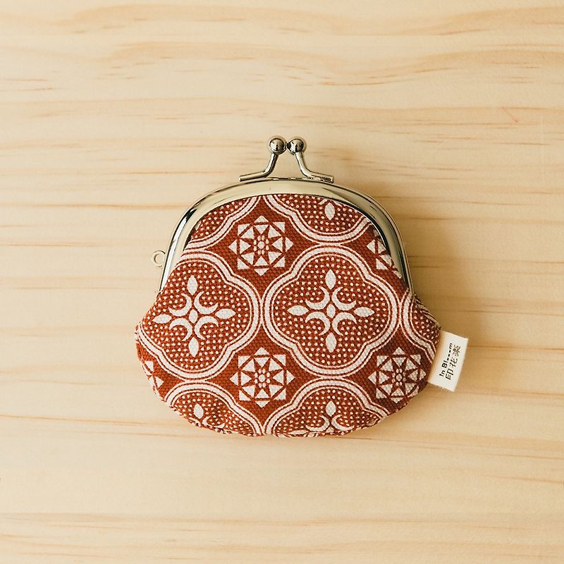 2.6" Clasp Frame Bag/Begonia Glass Pattern/Lady Rouge - กระเป๋าใส่เหรียญ - ผ้าฝ้าย/ผ้าลินิน สีแดง