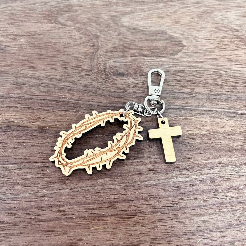 Crown of thorns keychain - Keychains - Wood 