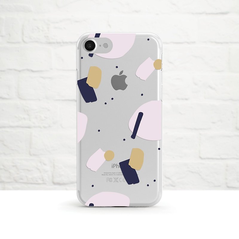 Shapes & Dots Collage Art Pattern, Clear Soft Phone Case, iPhone, Samsung - Phone Cases - Silicone Yellow