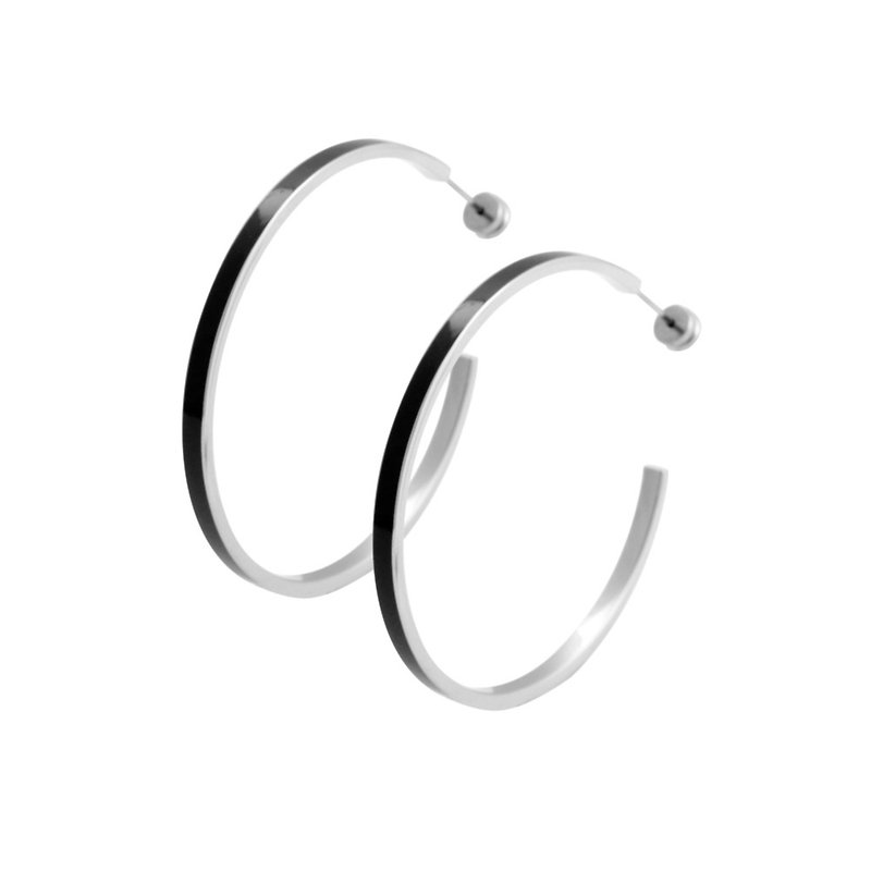 活力漾彩-黑色 純鈦耳環一對 - 耳環/耳夾 - 其他金屬 黑色