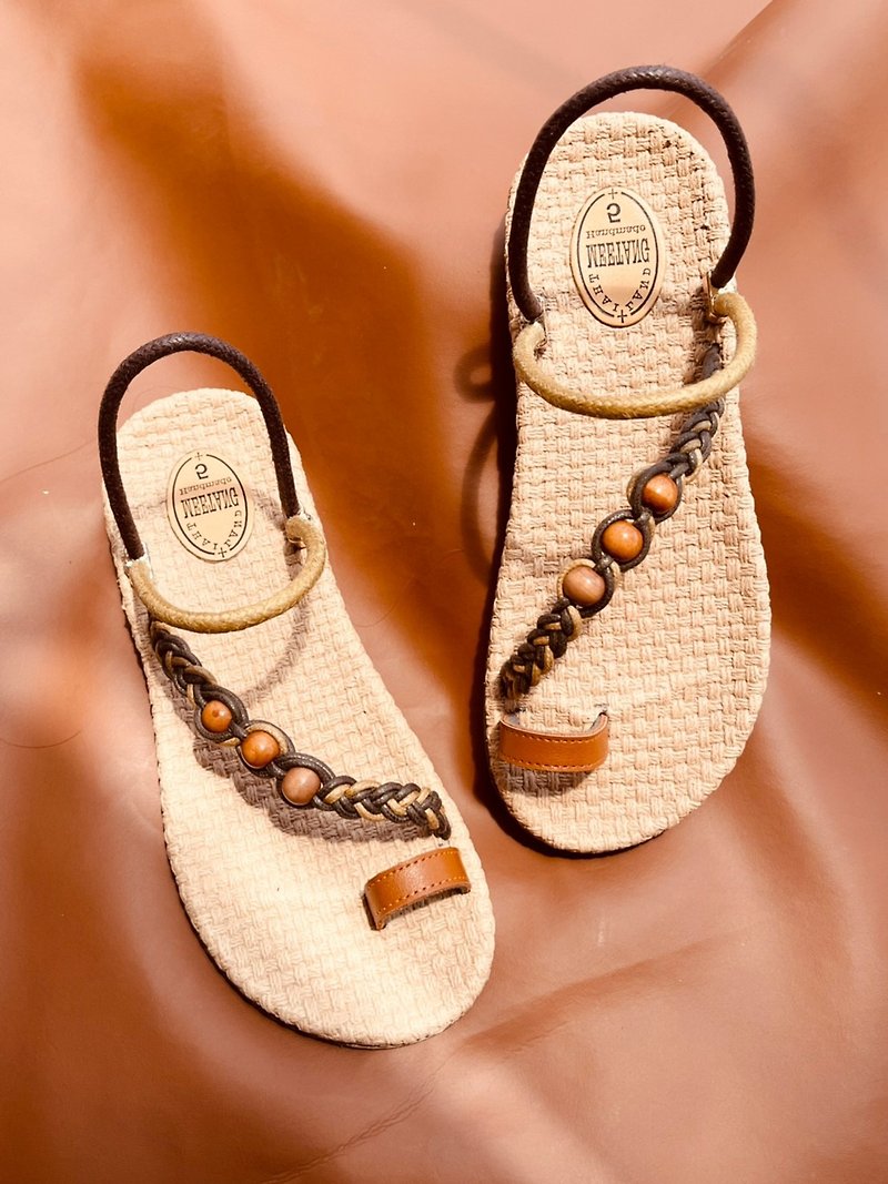 Summer sandals brown macrame shoes para rubber sole boho sandal bohemian style - Sandals - Latex Brown