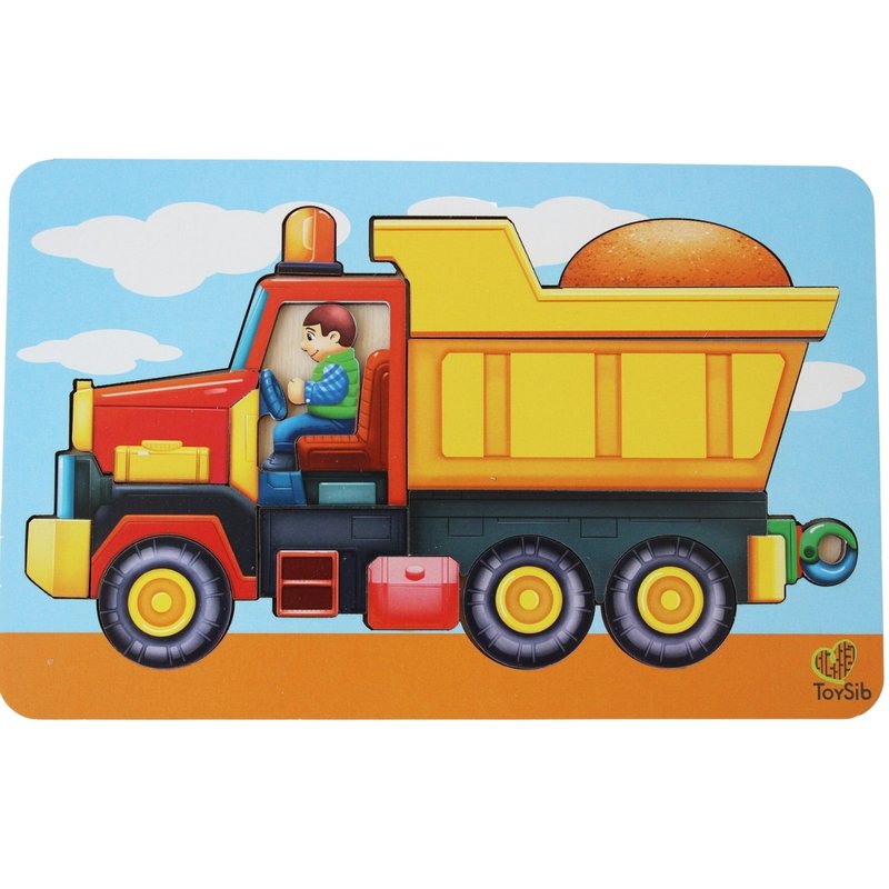 Wooden Puzzle - dump truck, Toddler Toys Age 3 4 5 year, Wood Montessori - 寶寶/兒童玩具/玩偶 - 木頭 紅色