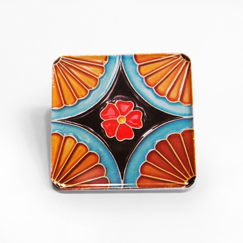 Impression of Taiwan every day and spring [old tile magnet coaster] - Coasters - Other Metals Red