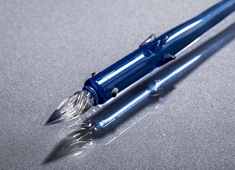 使いやすい / ガラスペン / つけペン / ガラスの魚 (追加料金でカスタマイズされた彫刻が可能です) - つけペン - ガラス ブルー