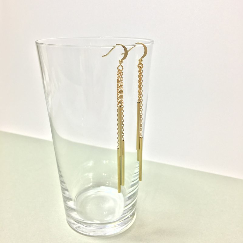 Brass tassel earrings / Fabie clip-on earrings - Earrings & Clip-ons - Other Metals Gold