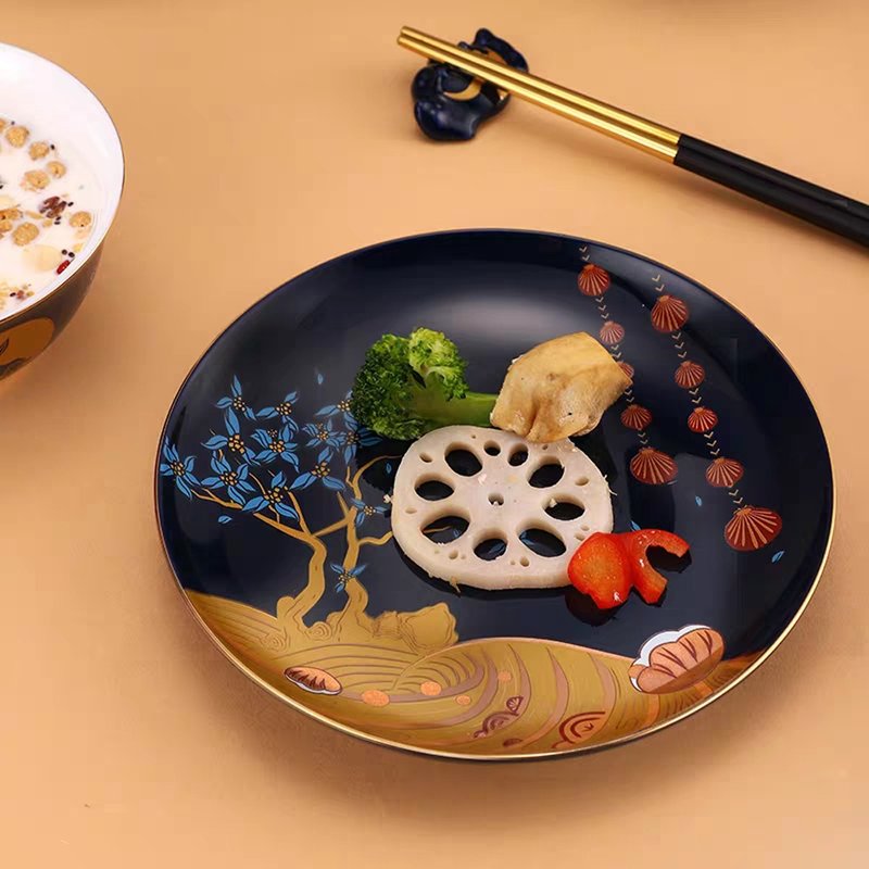 Beijing Palace Museum Jin Gui Fuyue two-person food tableware set gift souvenirs - Plates & Trays - Porcelain 