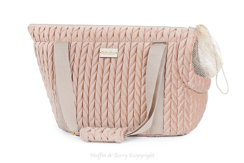 NEW Velour pet carrier ANTOINETTE in dusty rose color - Pet Carriers - Polyester Pink