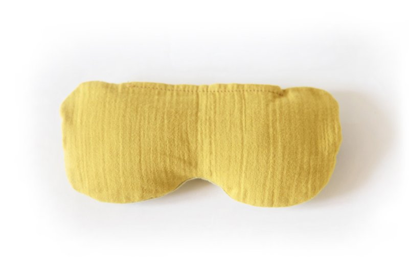 聖木薰衣草香氛眼罩–芥末黃 物理冷熱敷|重複使用|助眠|釋放眼壓 - 眼罩 - 棉．麻 黃色