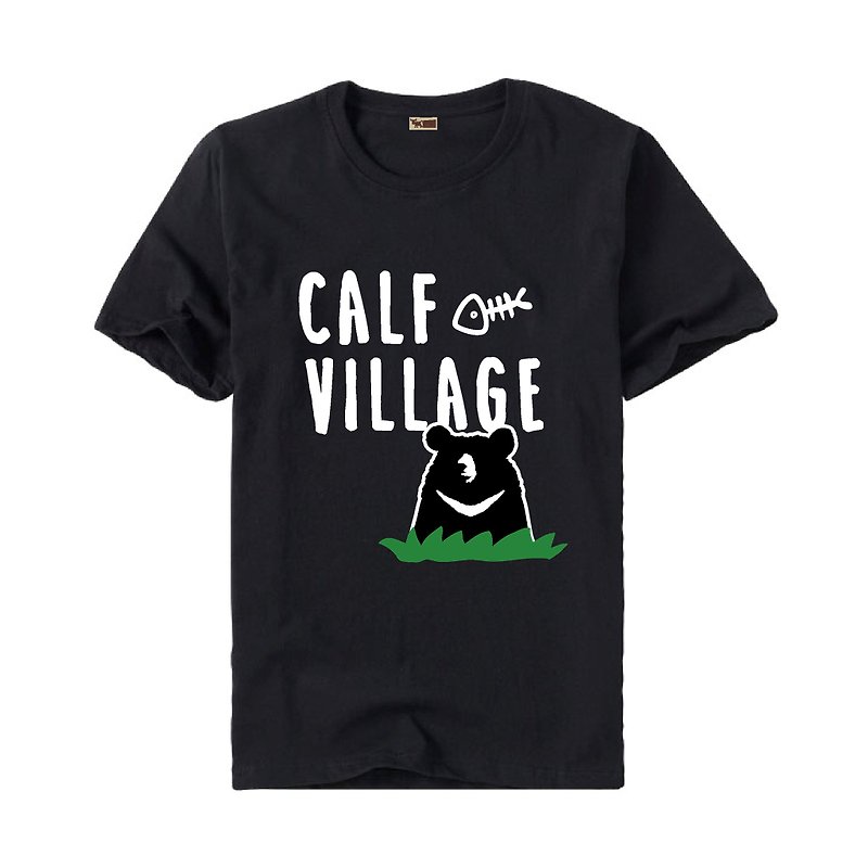 Rarefor×Maverick Village Joint Limited T-shirt Men and Women Pure Cotton Short Sleeve T-shirt [Grassland Black Bear] - Unisex Hoodies & T-Shirts - Cotton & Hemp Black