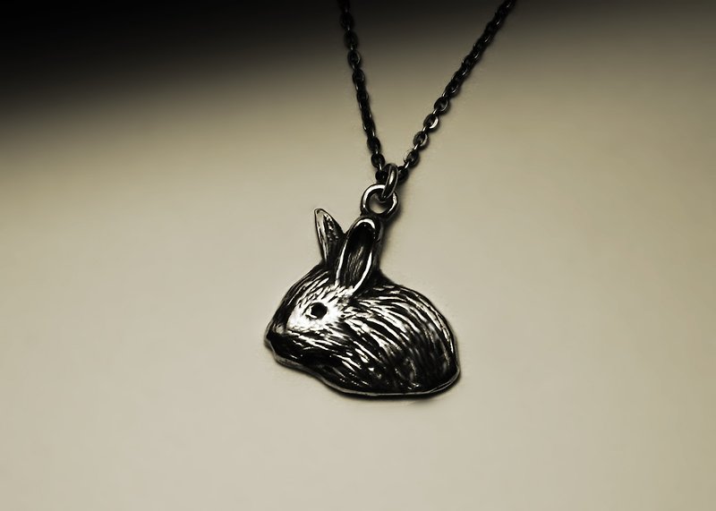 Cute hair rabbit necklace - Necklaces - Other Metals Silver