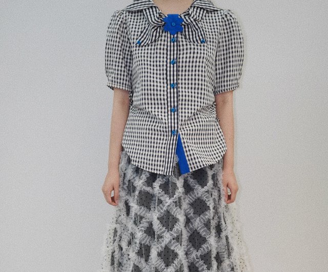 今日のブルーブーケ】クラシカルレトロスタイル/ハンドメイド立体衿