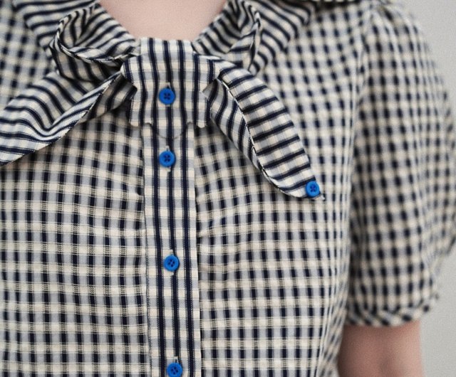 今日のブルーブーケ】クラシカルレトロスタイル/ハンドメイド立体衿