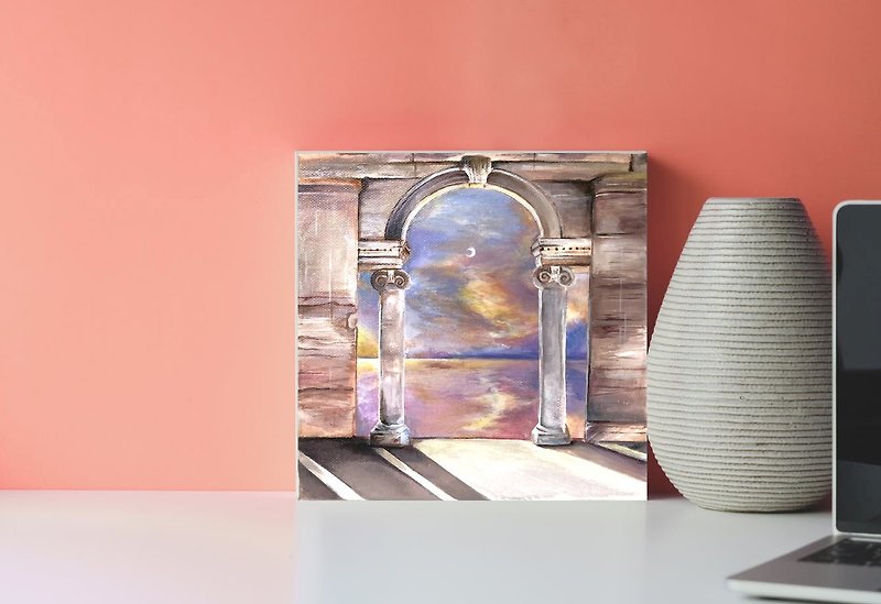 Celestial. Acrylic painting on canvas.Size 20x20cm. - Wall Décor - Cotton & Hemp Pink