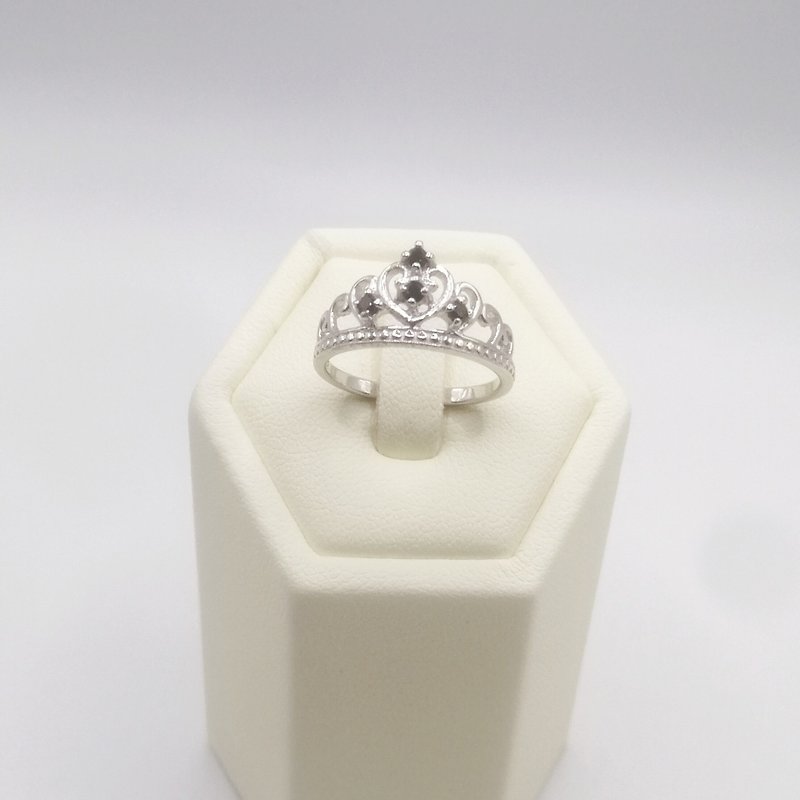 The Crown Ring , Natural Black Spinel, Silver 925 - 其他 - 純銀 銀色