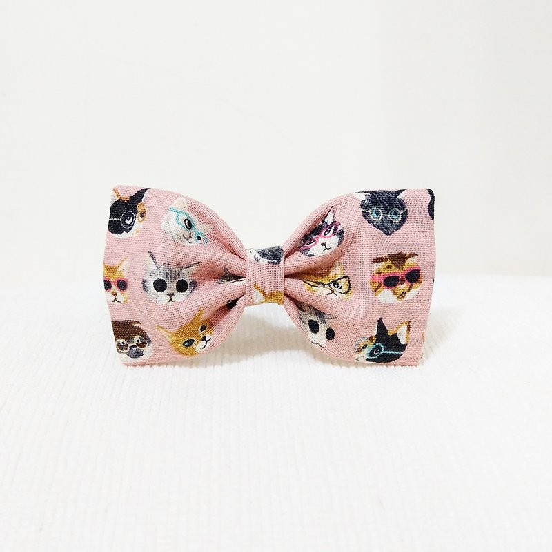 Ella Wang Design Bowtie Pet Bow Tie Bow Cat Dog Pink - ปลอกคอ - ผ้าฝ้าย/ผ้าลินิน สึชมพู