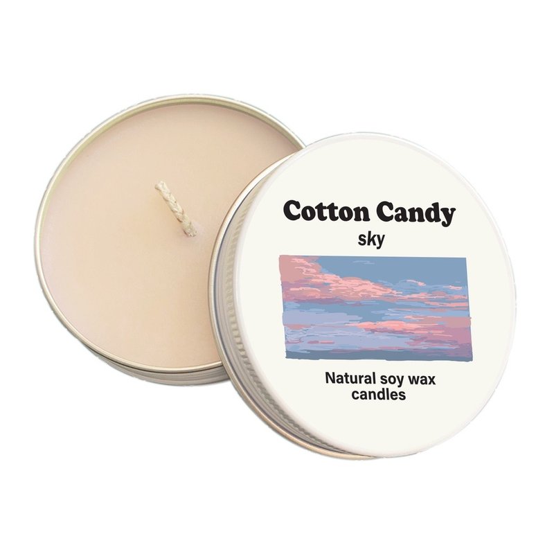 Summerstuff.marine - SOY WAX CANDLES กลิ่น COTTON CANDY SKY (60 g) - 香氛蠟燭/燭台 - 蠟 白色