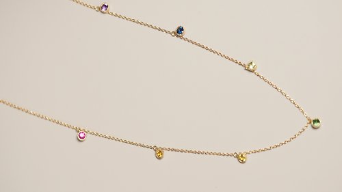 IRIZA Jewellery 18K金彩虹吊飾項鍊 18K Gold Rainbow Bezel Charms Necklace