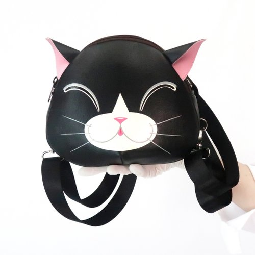 Black cat mini backpack ,cat crossbody bag,handmade backpack for animals  lovers - Shop pipo89-dogs-cats Backpacks - Pinkoi