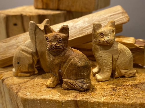 Inca Incense．印加香舍 秘魯聖木小貓雕像 原住民人手製作 印加聖木吉祥物