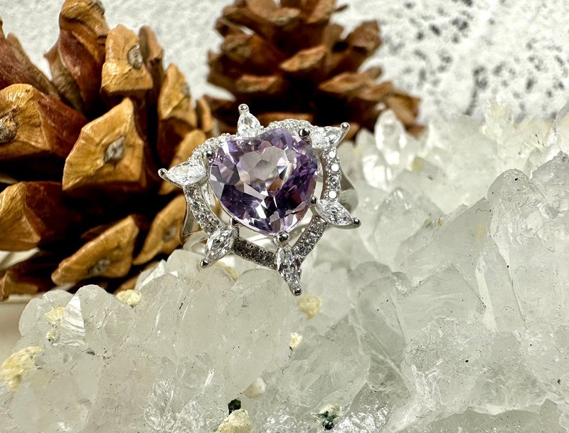 紫水晶 公主風 設計 925銀戒指 - 戒指 - 純銀 